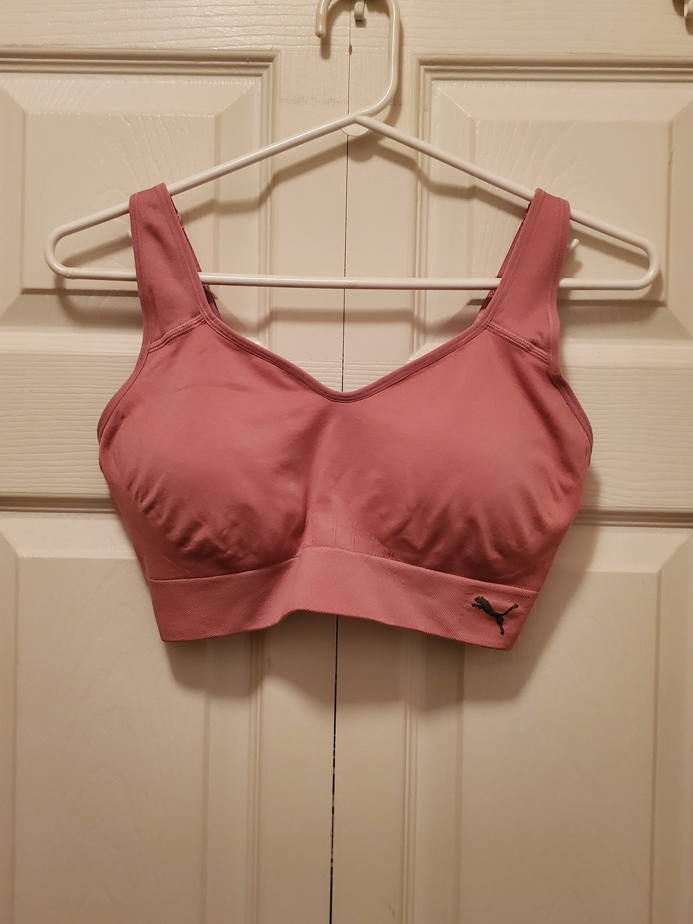 PUMA Seamless Dusty Rose High Support Sports Bra Removable Cups Size Large
